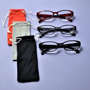 Bundle of 3 TruVision Readers Glasses "Librarian" - Red/Grey/Black